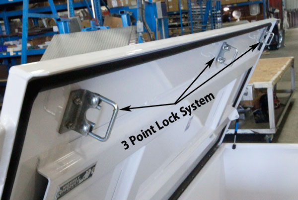 Boat dock box locking system by Highway Products.