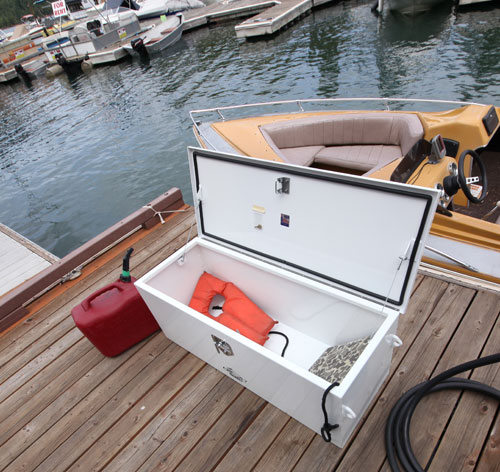 Boat dock boxes made from aluminum