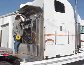 Aluminum headache racks and cab guards for semi trucks built by Highway Products, Inc. See us at www.highwayproducts.com