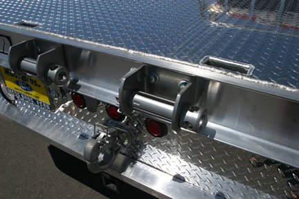 Highway Products manfactures aluminum flatbeds for trucks. Shown here are winches used for tie-down. See more options available at highwayproducts.com