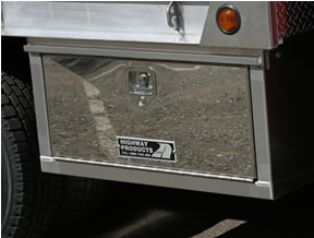 Truck tool boxes are our specialty at Highway Products. This one has a stainless steel door. We also custom build our truck tool boxes. See more at highwayproducts.com