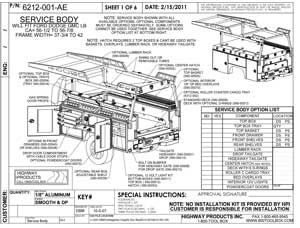 Service Body pdf drawings built by Highway Products.