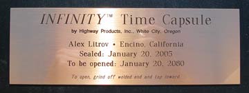 Infinity Time Capsules for family, city, schools, churches by Highway Products, Inc.